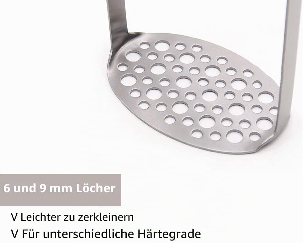 Yolococa Küchenstampfer Kartoffel Stampfer Edelstahl Kartoffelpresse für Gemüse und Früchte