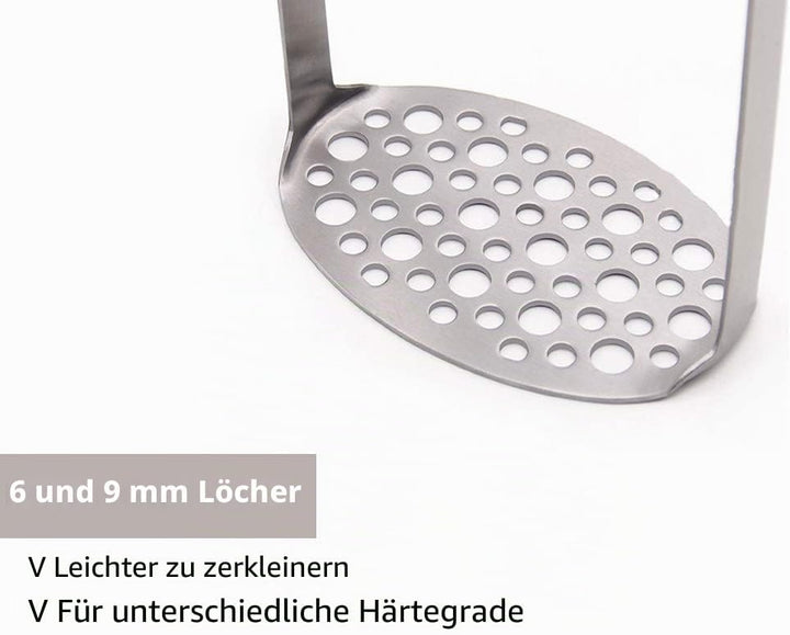 Yolococa Küchenstampfer Kartoffel Stampfer Edelstahl Kartoffelpresse für Gemüse und Früchte