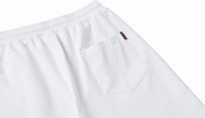JustSun Herren Shorts Kurze Sporthose Baumwolle Stretchstoff mit Reissverschluss, M Wei&amp;