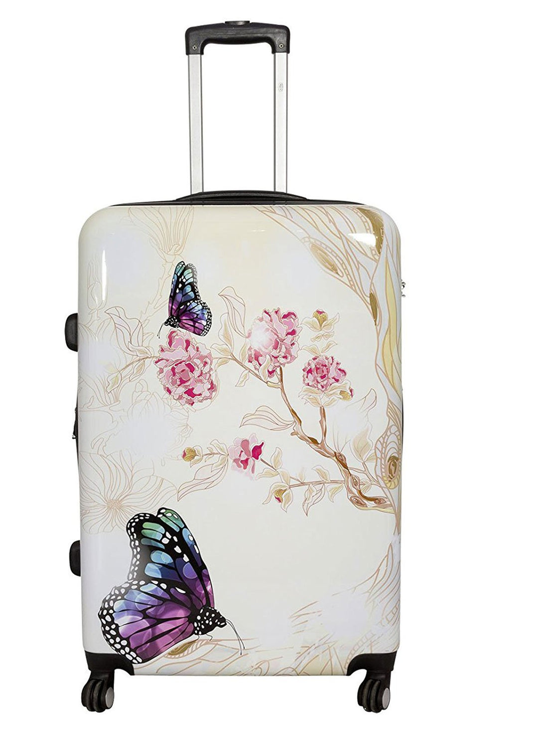 Bowatex Schmetterling Reisekoffer Creme Mittlerer 80Li Motiv Rollen Koffer 67 cm