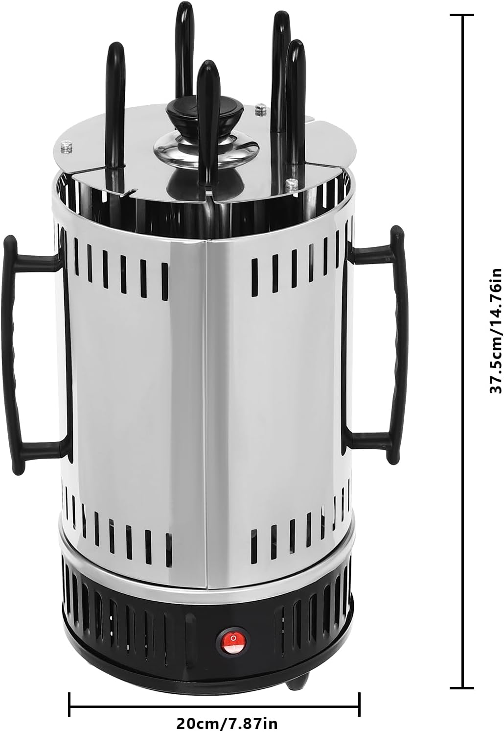 Vertikaler Edelstahl Elektro-Tischgrill, BBQ Vertikalgrill Rundgrill für Schaschlik-, Garnelen-, Gyr