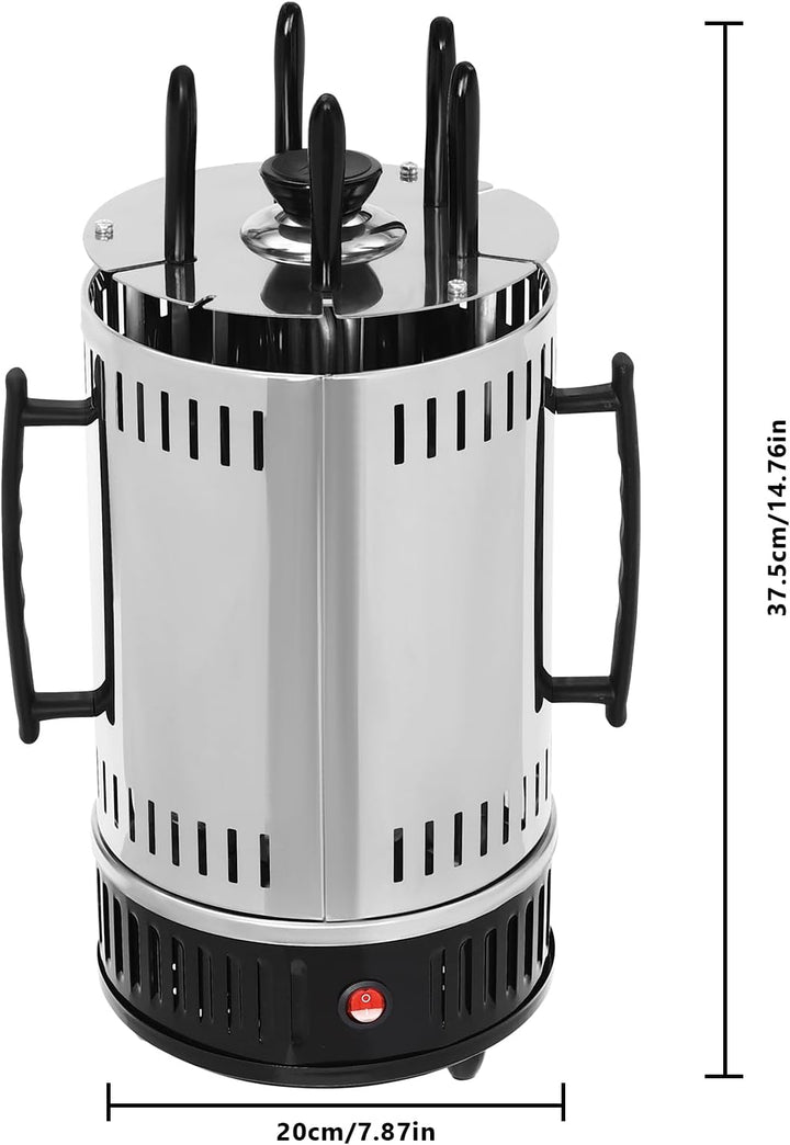 Vertikaler Edelstahl Elektro-Tischgrill, BBQ Vertikalgrill Rundgrill für Schaschlik-, Garnelen-, Gyr