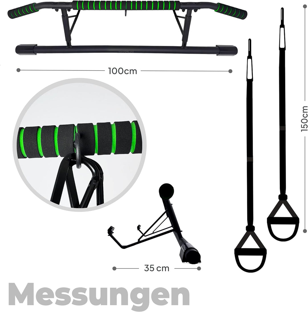 OcioDual Klimmzugstange Türrahmen Schraubenlose, Klimzugststange für Tür + Suspension-Trainingsgurte
