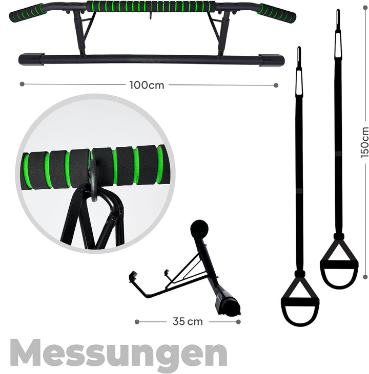 OcioDual Klimmzugstange Türrahmen Schraubenlose, Klimzugststange für Tür + Suspension-Trainingsgurte