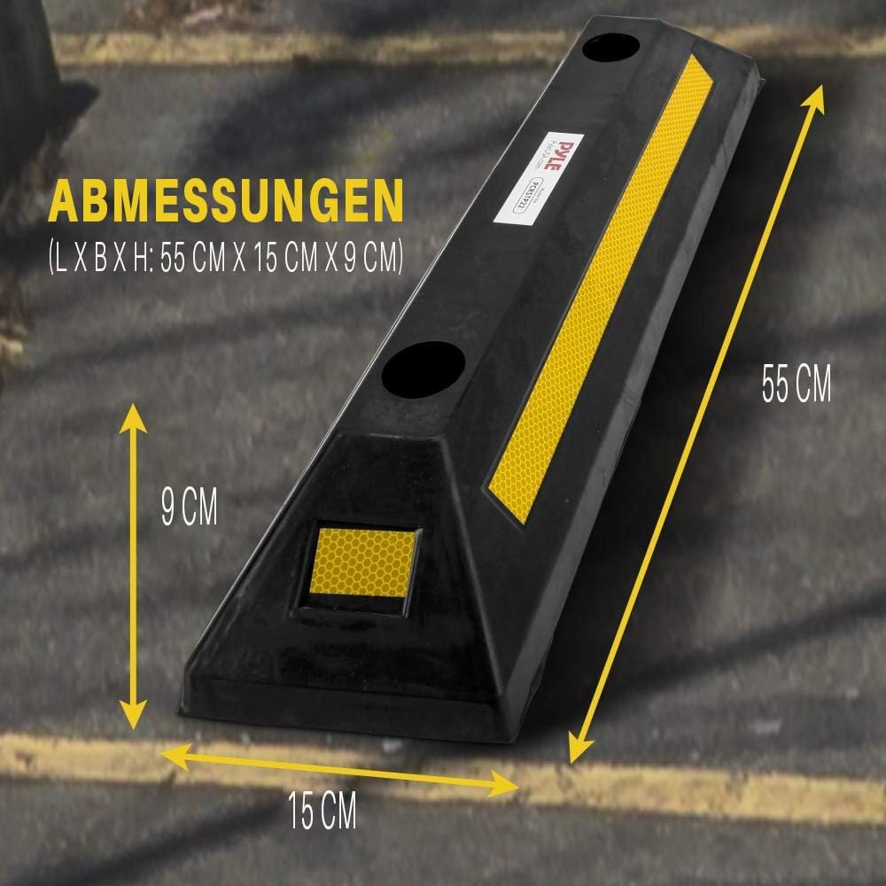 pyle 2 x Panzer-Bodenstopper für Garage, Fahrzeug, für Parksicherheit, 1 x robuster Gummi-Parkplatz,