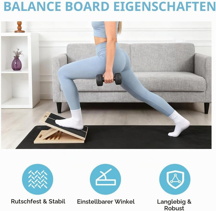 Tragbares Schrägbrett aus Holz, Wadendehner Balance Board, Klappbares Slant Board mit Einstellbarem