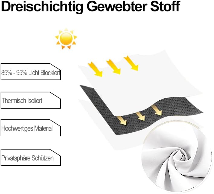 DWCN Vorhang Blickdicht Verdunkelungsgardinen mit Ösen 2 Stücke Thermogardine für Wohnzimmer,Schlafz