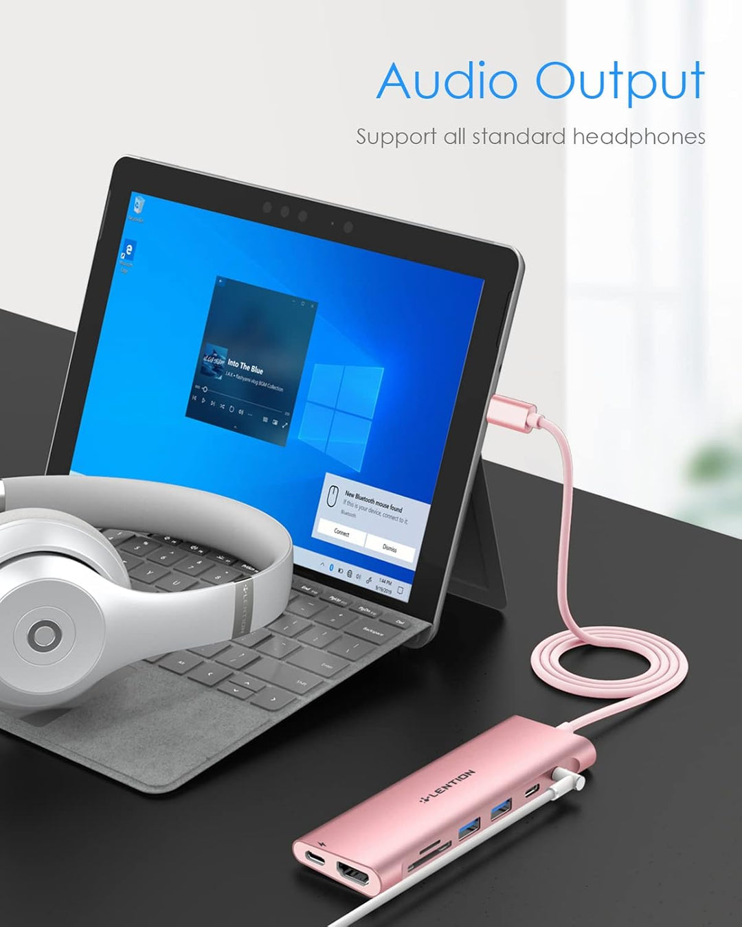 LENTION USB C Hub langes Kabels mit 4K HDMI, USB 3.0, USB-C Datei, SD & Micro SD Kartenleser, AUX, 6