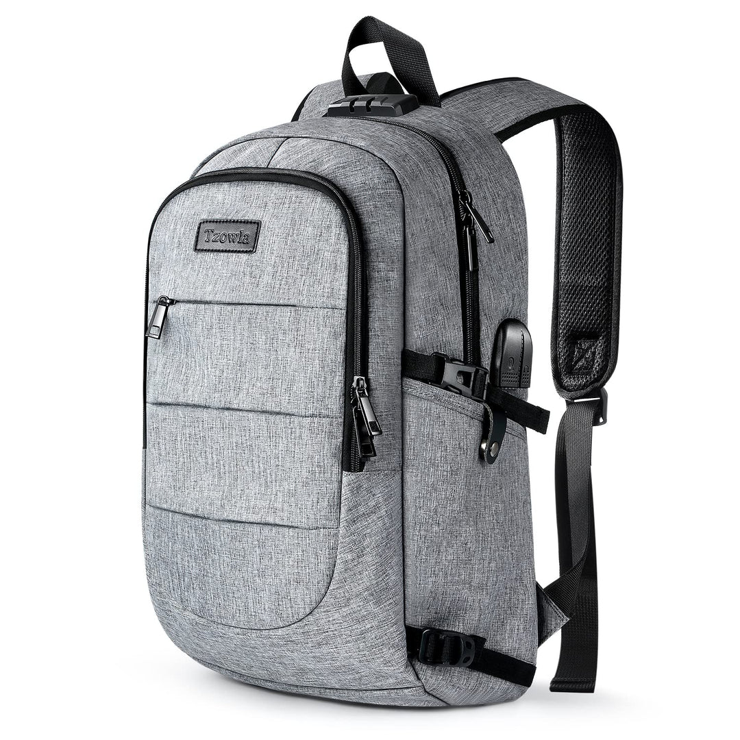 Tzowla Anti Diebstahl Laptop Rucksack für Herren,Rucksack Wasserdicht mit USB-Ladeanschluss und Schl