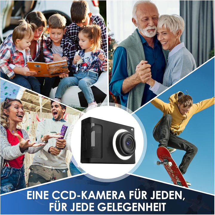 Digitalkamera, ARNSSIEN 1080P Kinderkamera, 2,4" 16LED Licht 40MP mit 8 Zoom Kamera Fotokamera, Komp