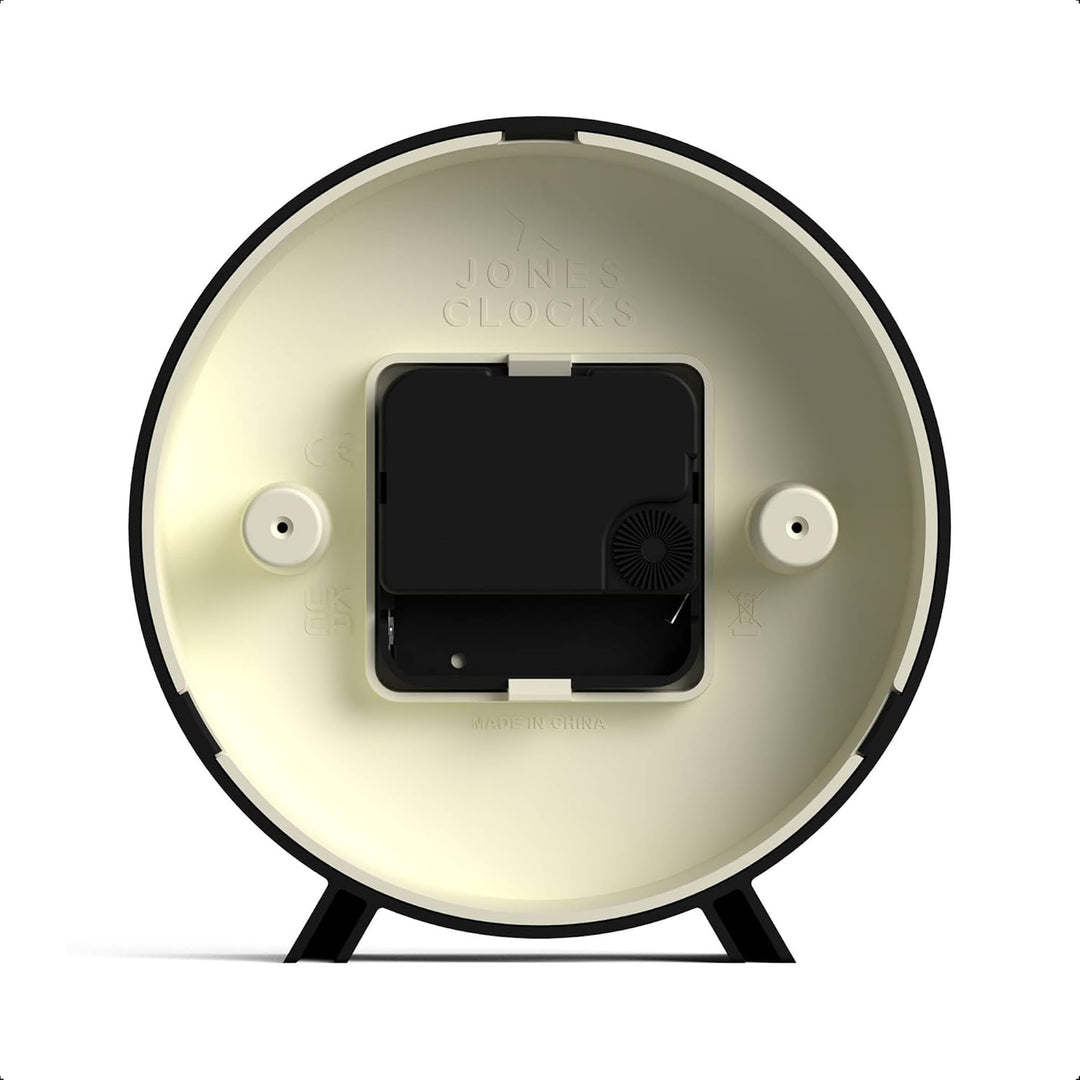 JONES CLOCKS® Venus schreibtischuhr | Modernes rundes Design | Schwarz | Stilvoller retrolook für Re