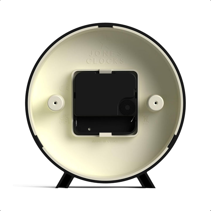JONES CLOCKS® Venus schreibtischuhr | Modernes rundes Design | Schwarz | Stilvoller retrolook für Re