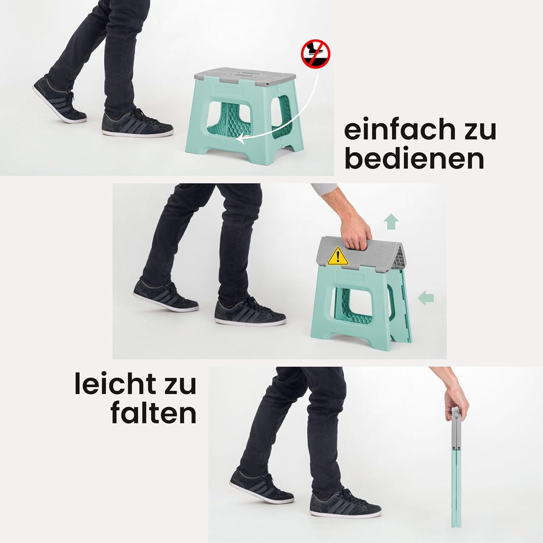 Vigar Kompakte Tritthocker Klappbar für Erwachsene, 32 cm, Klapphocker Faltbar 150 kg rutschfest, Le