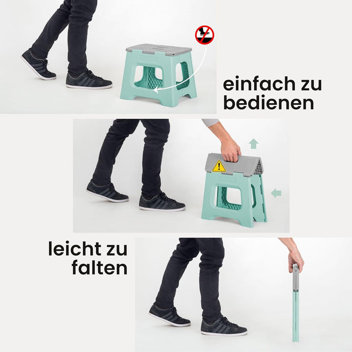 Vigar Kompakte Tritthocker Klappbar für Erwachsene, 32 cm, Klapphocker Faltbar 150 kg rutschfest, Le