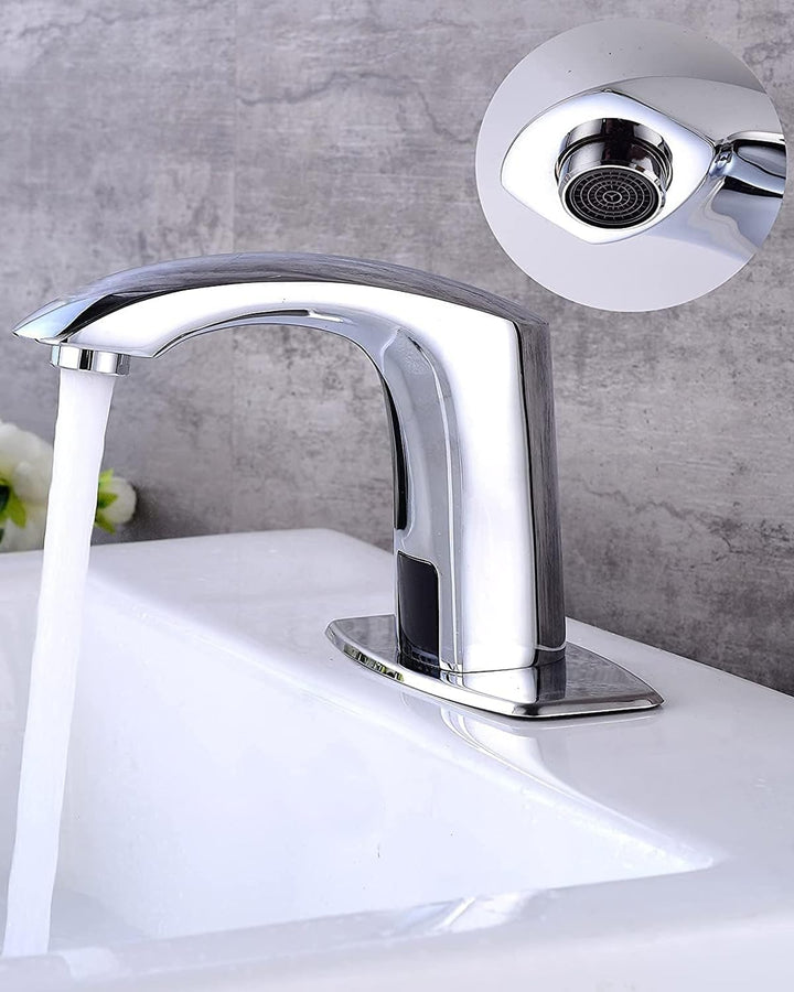 Fyeer Wasserhahn ohne Kontakt, aus Messing, mit automatischem Sensor, für Waschbecken im Badezimmer,