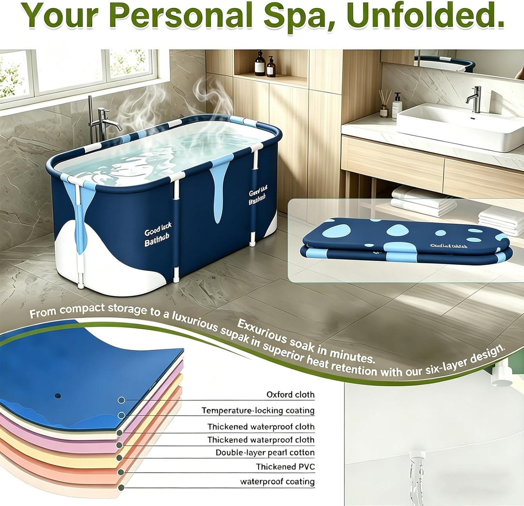 Faltbare Badewanne 140cm Tragbare Freistehende Wanne mit Wärmeisolierung und Abfluss, Tragbare SPA B