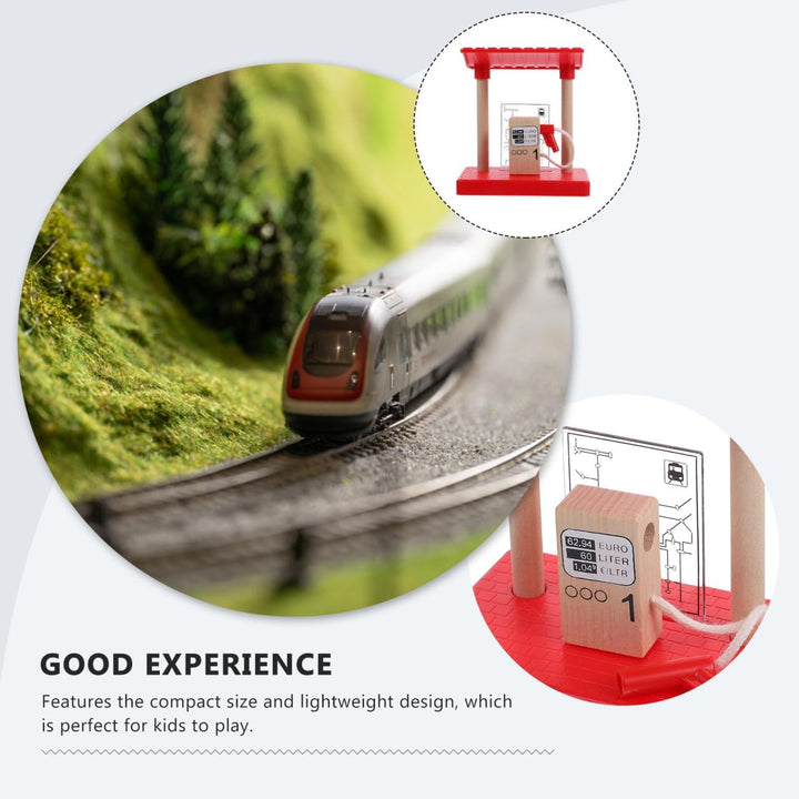 HEMOTON Holzeisenbahn Zubehör Bahnhof Mit Mini Tankstelle 11X9.9X6.9Cm Kompatibel Für Kinder Ab 3 Ja