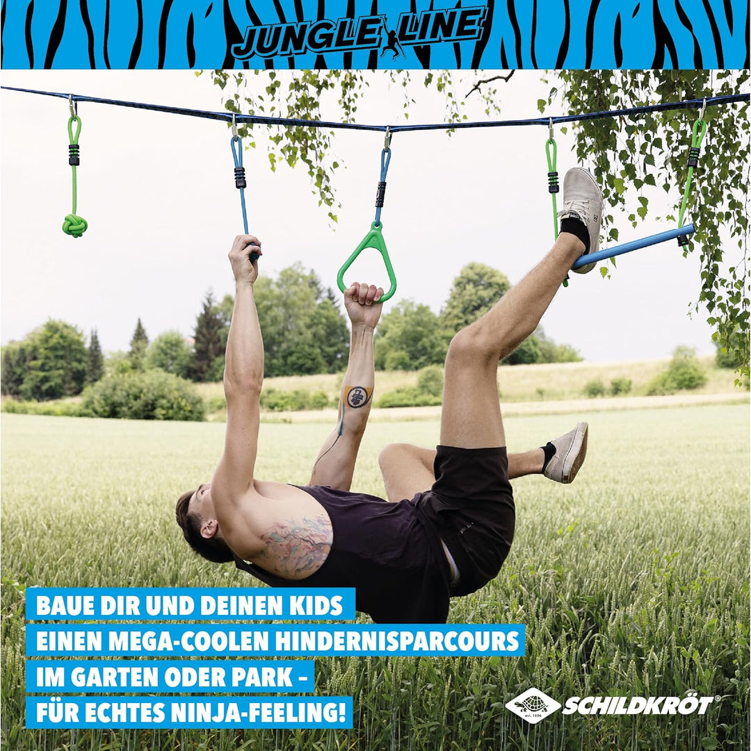 Schildkröt® Jungle Line Hangelparcours Set für Kinder und Erwachsene, 11 Meter, Outdoor Ninja Parcou