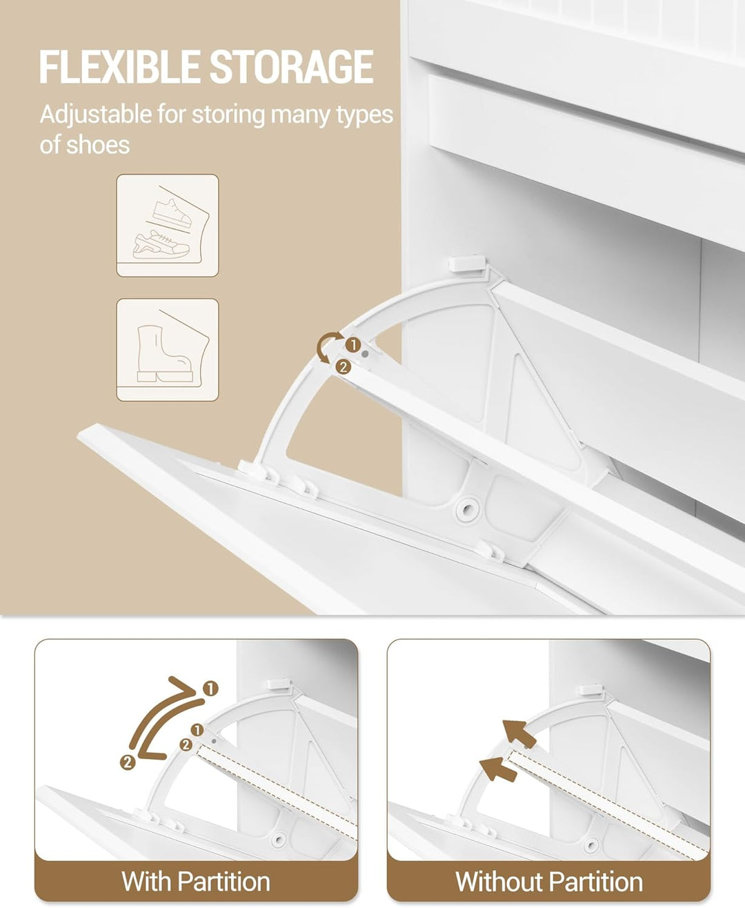 Hzuaneri Schuhschrank, Schuhregal Schuhkipper Schmal, Schuhkommode, Verstellbar, Schuhaufbewahrung f