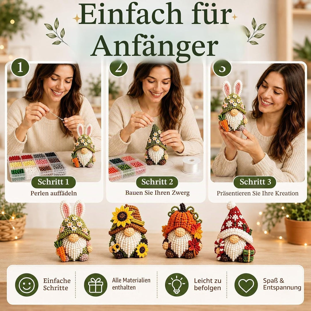 Generisch DIY 3D-Perlenwichtel-Bastelset Tiny 3D Beaded DIY Kit für Erwachsene und Jugendliche Mit 4