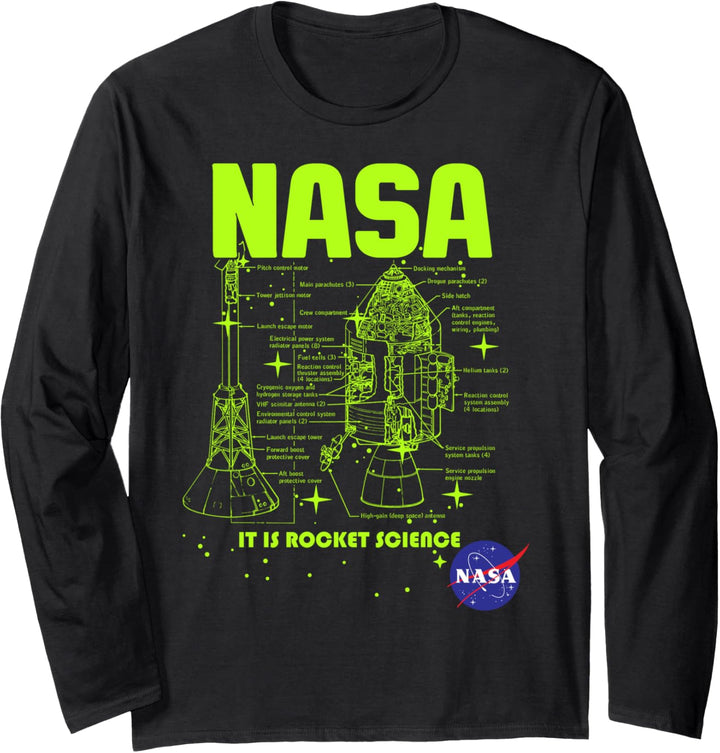 NASA Rocket Science Apollo Blueprint Poster Langarmshirt