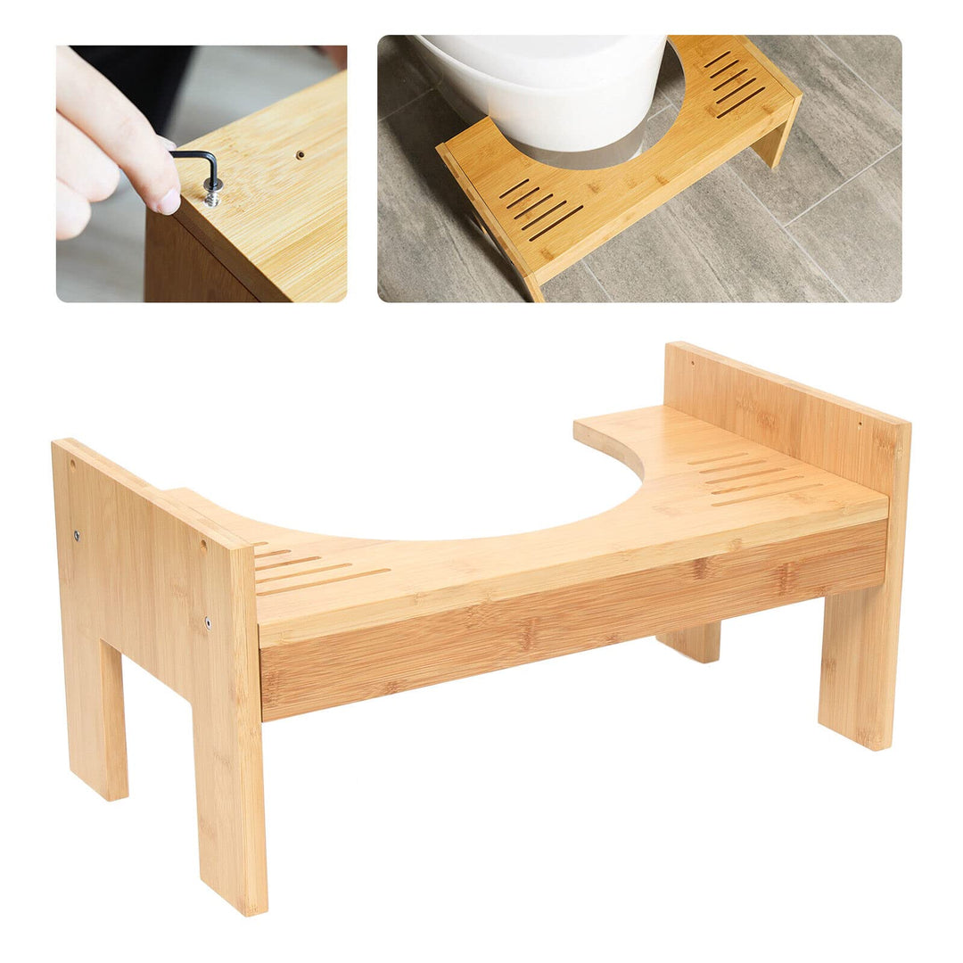 Toilettenhocker Badezimmer Squatty WC Hocker aus Bambus,für Erwachsene und Kinder,Machen Sie die Kni