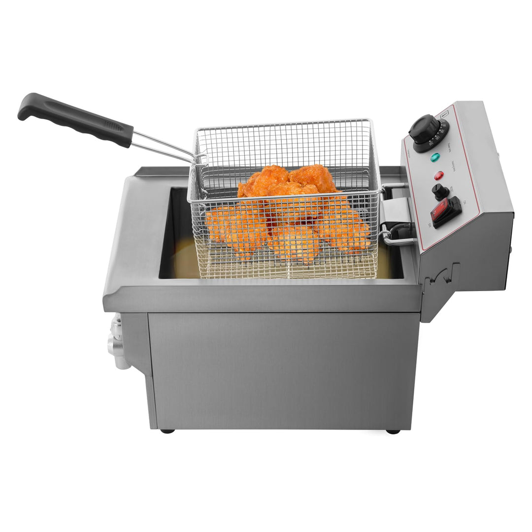 Elektrofritteuse 3000W 10L Catering Fritteuse 30x50x35cm Edelstahl Elektrofritteuse mit Korb Einzyli