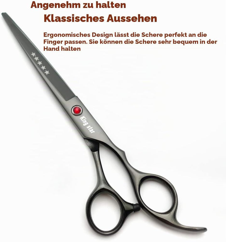 7.0in Titanium Black Professional Pet Grooming Scissors Set,Straight &amp; Thinning &amp; Curved Scissors 4p