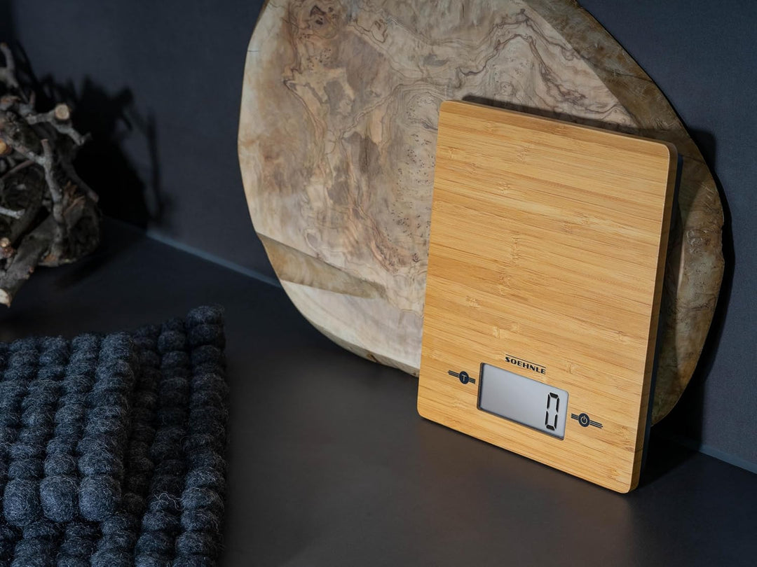 Soehnle Bamboo, digitale Küchenwaage, hochwertige und natürliche Haushaltswaage aus echtem Bambus, e
