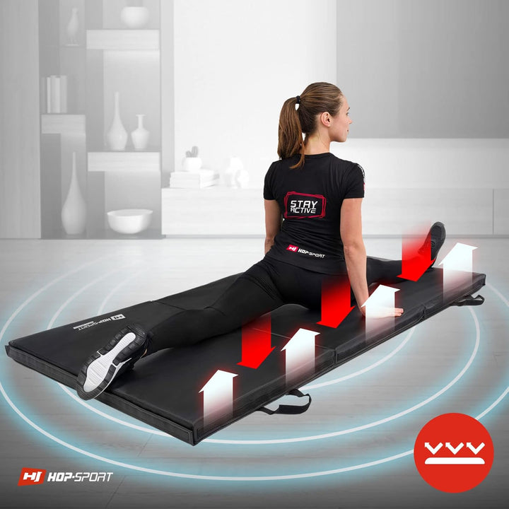 Hop-Sport Turnmatte klappbar - Bodenweichmatte für zuhause 183x90x5cm - Fitnessmatte, Gymnastikmatte