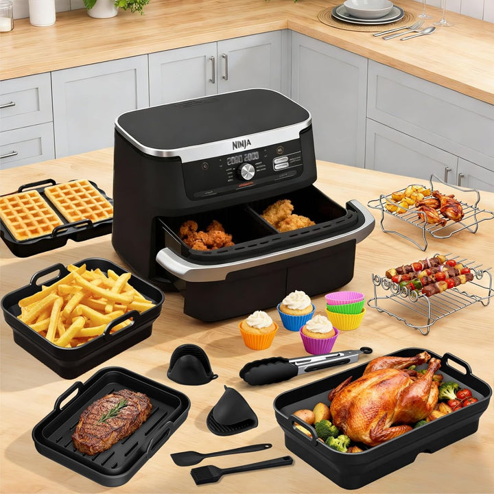 Heissluftfritteuse Zubehör für Ninja Foodi Flexdrawer AF500EU 10,4L, Faltbar Silikonform Heissluftfr