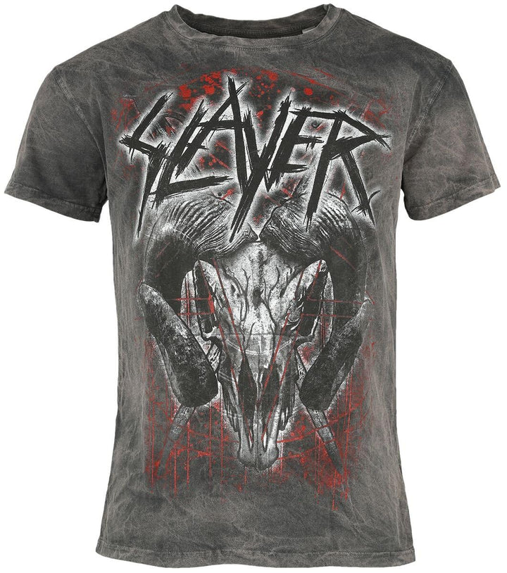 Slayer Mongo Logo Männer T-Shirt Charcoal Band-Merch, Bands S Charcoal, S Charcoal