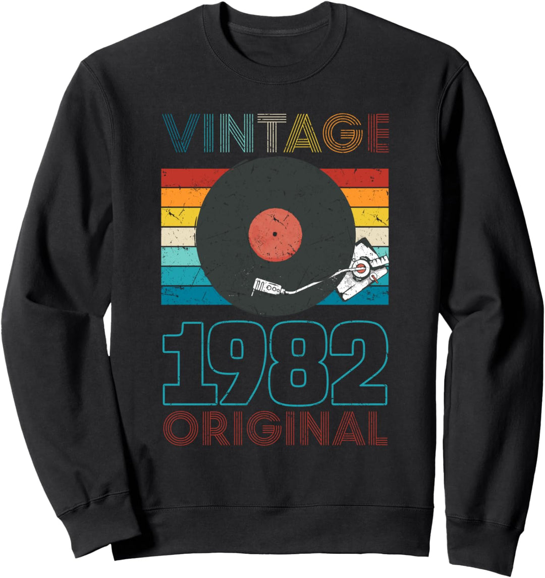 Vintage 1982 Classic 40. Geburtstag Retro Vinyl-Schallplatte Sweatshirt