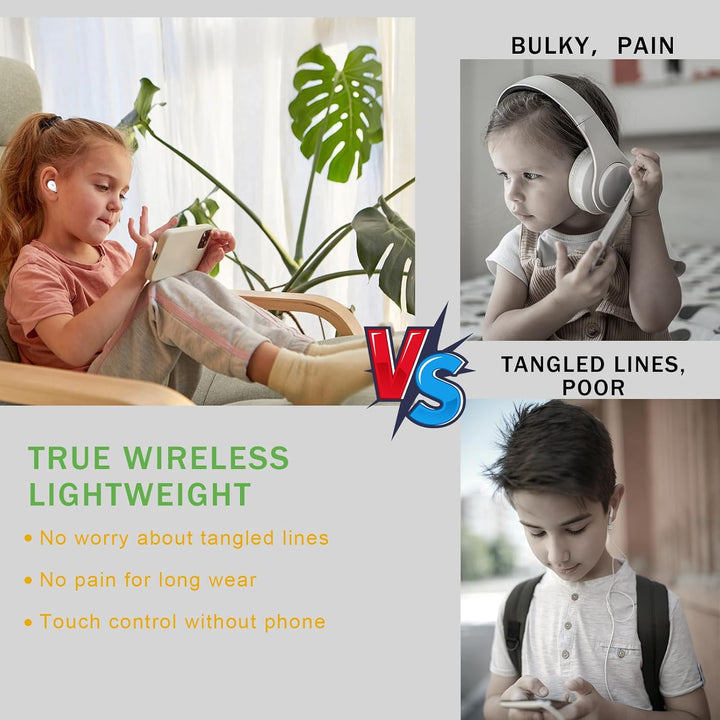 Kopfhörer Kabellos Bluetooth Kinder, 30 Std Kopfhörer für Mädchen und Jungen, Für kleine Ohren, Eing