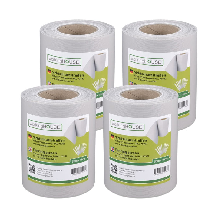 workingHOUSE 4 x 50 m PVC Sichtschutzstreifen für Doppelstabmatten 450g/m² (Sichschutz Zaun) - Wette