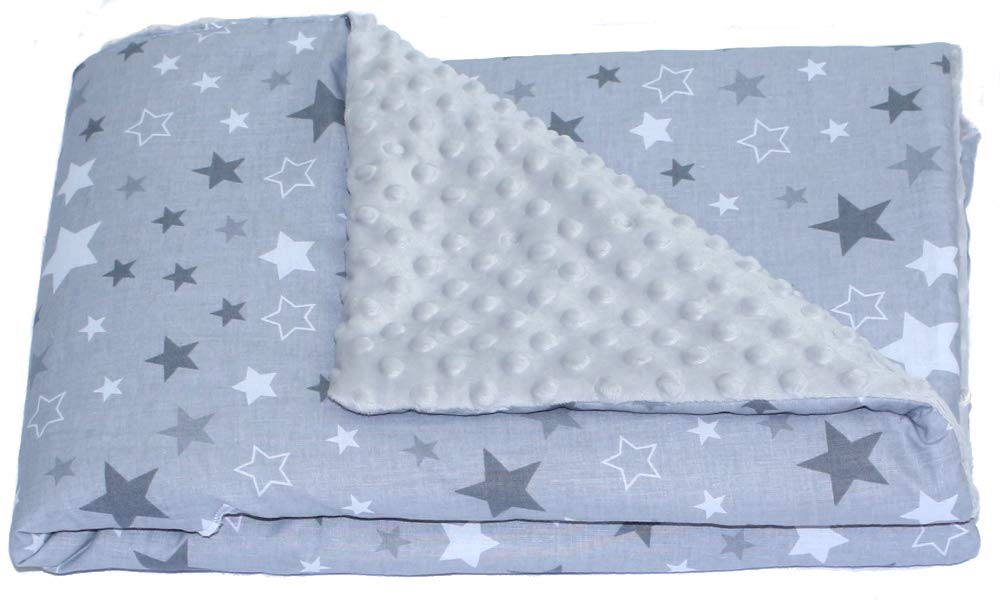 Baby Einschlagdecke MINKY - STAR - mit Kapuze 90x90 cm Babyschale Decke (Star DUNKEL + GRAU), Star D