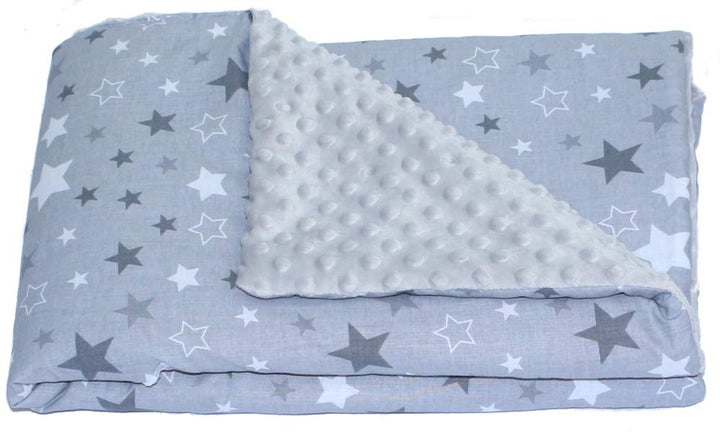 Baby Einschlagdecke MINKY - STAR - mit Kapuze 90x90 cm Babyschale Decke (Star DUNKEL + GRAU), Star D