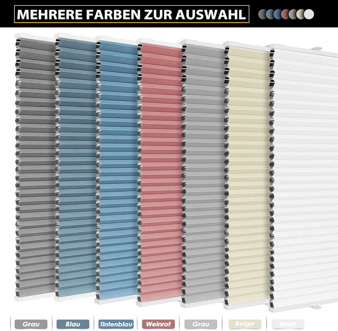 Allesin Wabenplissee ohne Bohren Verdunklung Thermo Doppelplissee Klemmfix Zweifarbig -weiss 40x120c