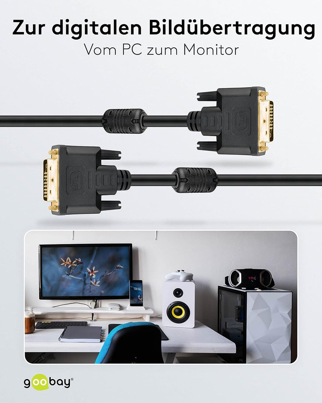 Wentronic DVI-D Kabel Dual Link (DVI-D (24+1) Stecker auf DVI-D (24+1) Stecker) 10 m