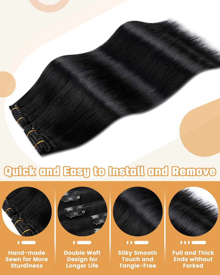 Hetto Echthaar Extensions Clip in Remy Clip in Extensions Echthaar Voller Kopf Extensions Clip in Ha