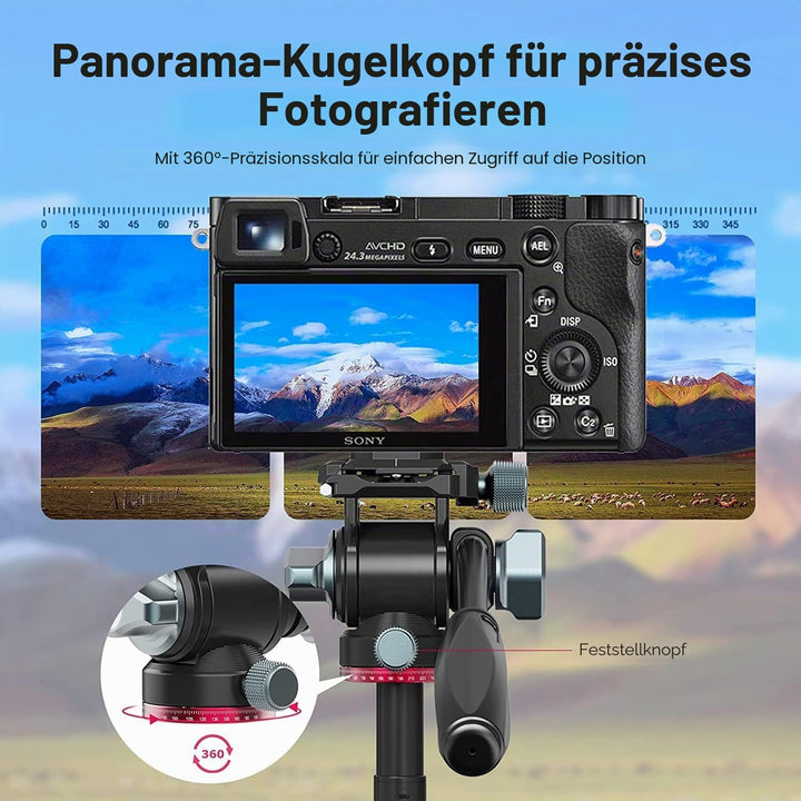 ULANZI U-190 Stativkopf Kamera Video Fluidkopf mit Arca Swiss Schnellwechselplatte Durchmesser 40mm