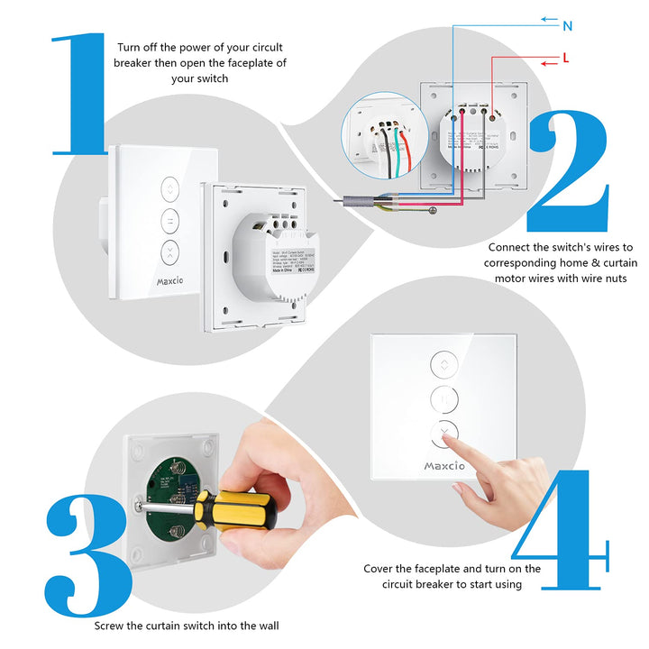 [Schaltbares LED] Smart Rolladen Zeitschaltuhr, Maxcio Wlan Jalousien Vorhang Schalter, Kompatibel m