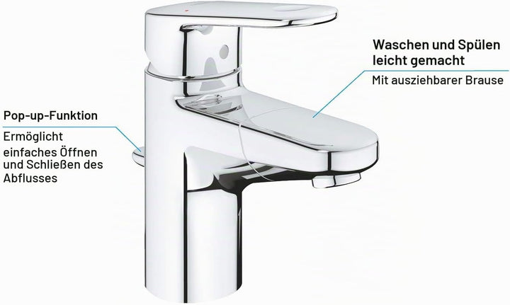 GROHE Europlus - Einhand-Waschtischbatterie (S- Size, variabel einstellbare Mengenbegrenzung, variab