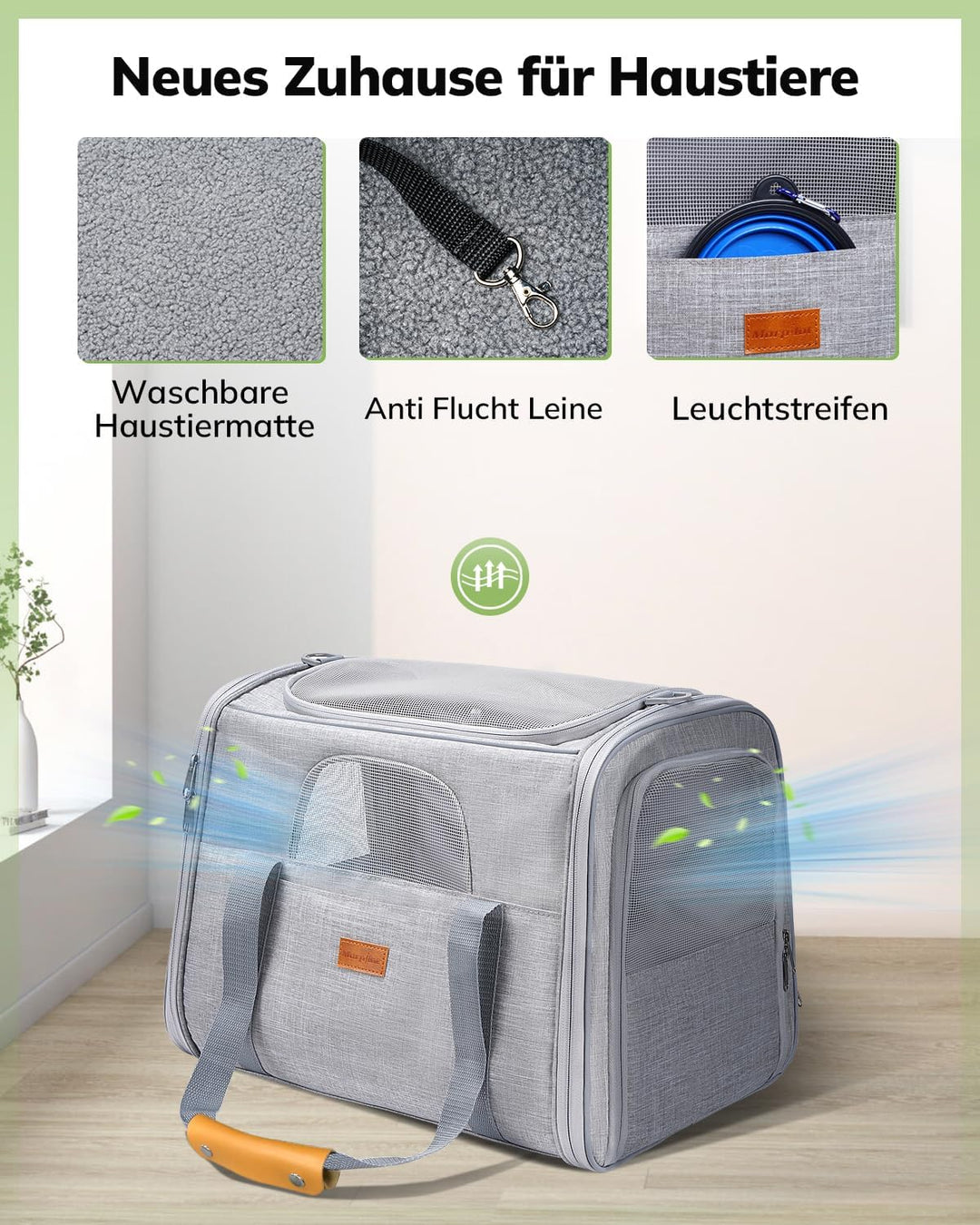 Morpilot Katzentransportbox für grosse Katzen und Welpen bis 7kg, Katzenbox Hundetasche mit Sicherhe