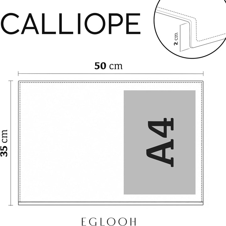 Eglooh - Calliope - Schreibtischunterlage Leder Schwarz mit Kantenschutz cm 50x35 - Gewinkelte Schre