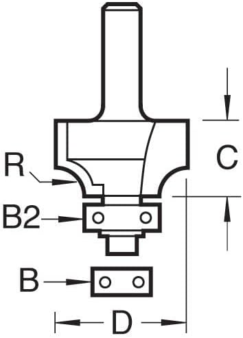 Trend Craft Rundfräser mit Schaftlager, C074AX1/4TC B/GUIDED OVOLO, 1,6 mm Rad, B/GUIDED OVOLO, 1,6