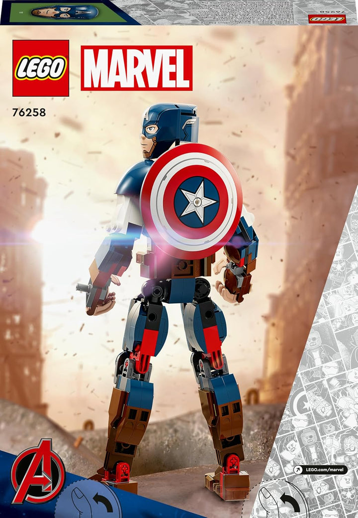 LEGO 76258 Marvel Captain America Baufigur, Superheld mit Schild, Avengers BAU-Spielzeug und Sammelf
