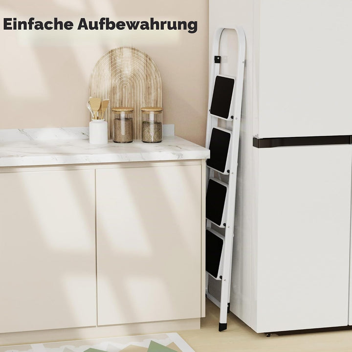 HBTower 4-Stufen-Leiter, Klappstufen Leiter mit Anti-Rutsch-Pedal, Tragbare Robuste Leiter mit Handl