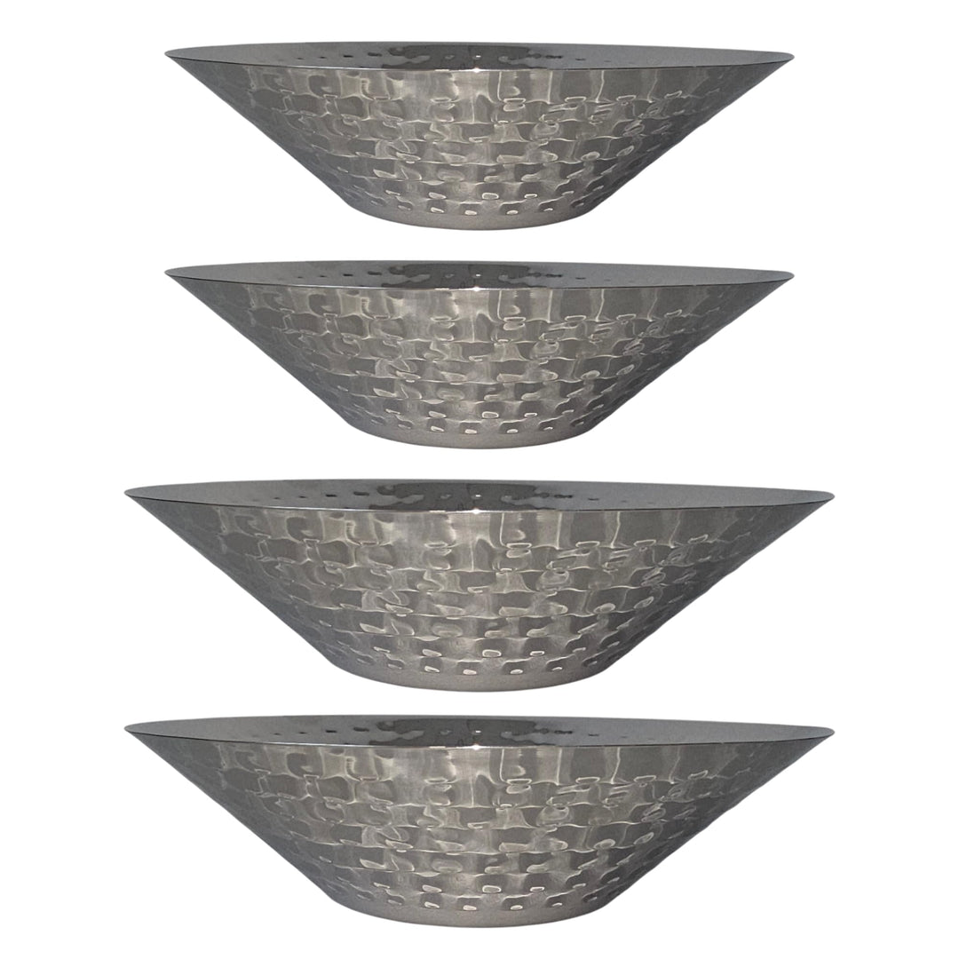 Capri & Milos | 4er Schalen-Set aus Edelstahl | Poliert & gehämmert | 2× Snackschale Ø 16 cm & 2× Se