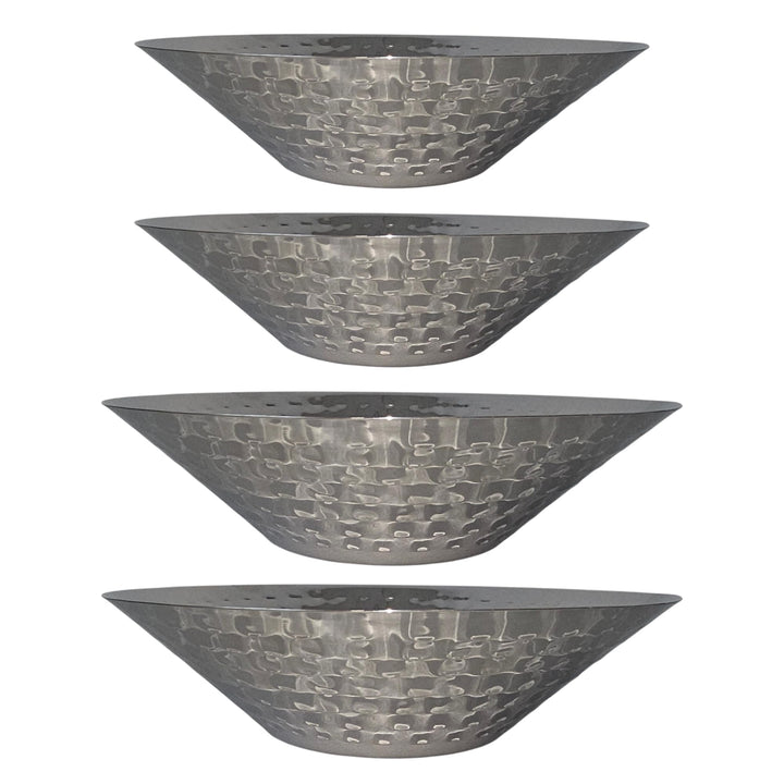Capri & Milos | 4er Schalen-Set aus Edelstahl | Poliert & gehämmert | 2× Snackschale Ø 16 cm & 2× Se